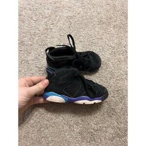 Air Jordan 6 Retro Sneakers Child Size 8C‎ Aqua Black BBall Jumpman 2023 Lace Up